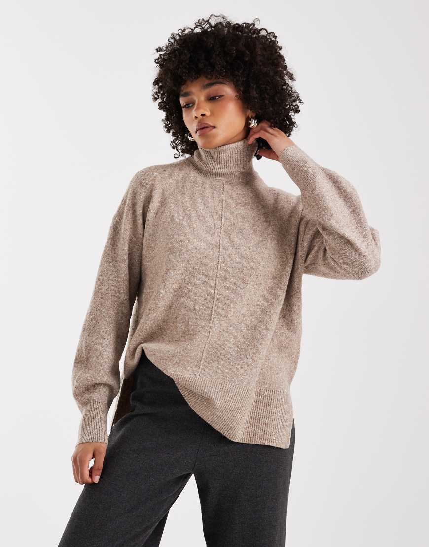 Vero Moda - Strickpullover in Beige mit Rollkragen und voluminösen Ärmeln-Neutral von Vero Moda