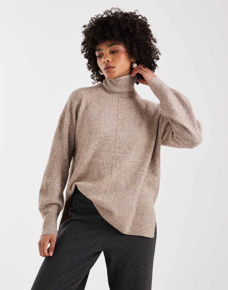 Vero Moda - Strickpullover in Beige mit Rollkragen und voluminösen Ärmeln-Neutral von Vero Moda
