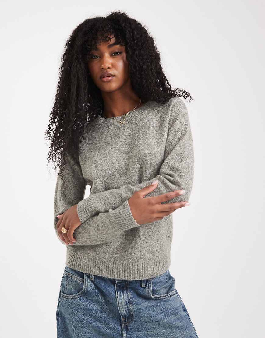 Vero Moda - Strickpullover in blattgrün meliert mit Rundhalsausschnitt von Vero Moda