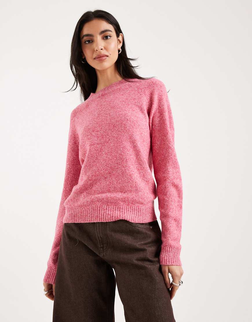 Vero Moda - Strickpullover in der Farbe Jazzy Pink Melange mit Rundhalsausschnitt-Rosa von Vero Moda