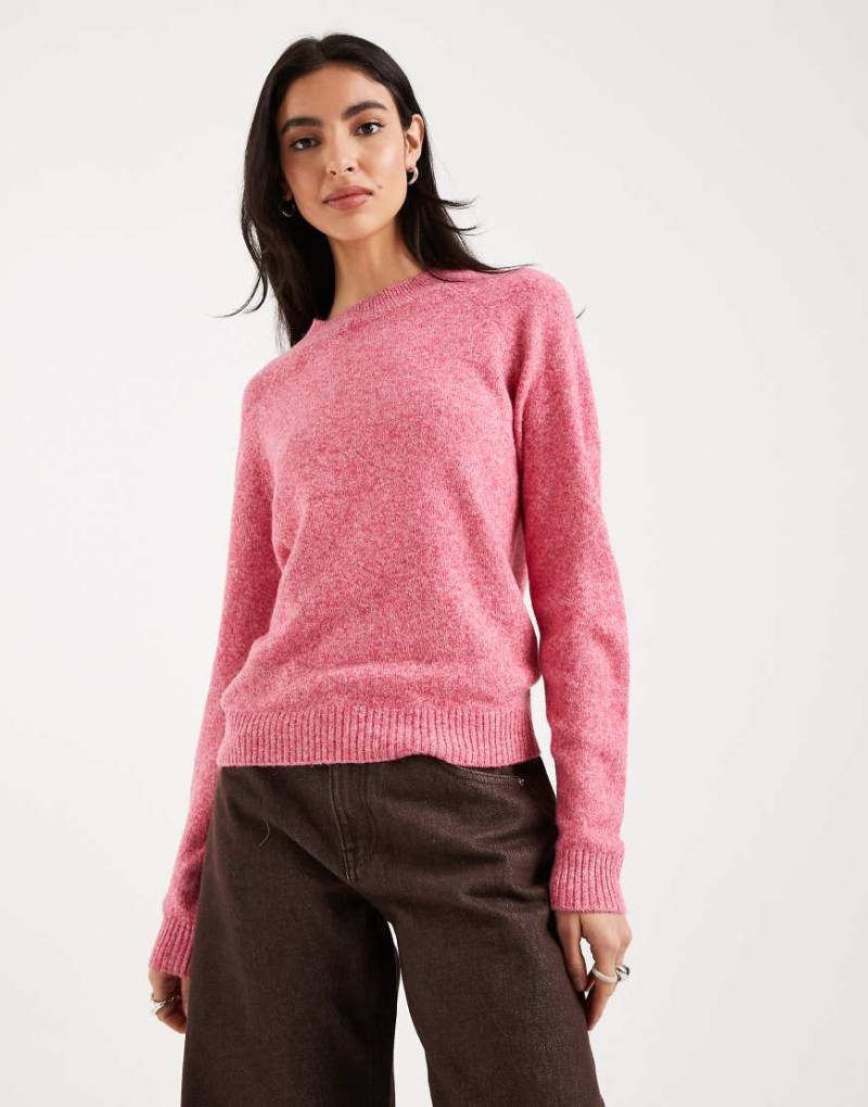 Vero Moda - Strickpullover in der Farbe Jazzy Pink Melange mit Rundhalsausschnitt-Rosa von Vero Moda