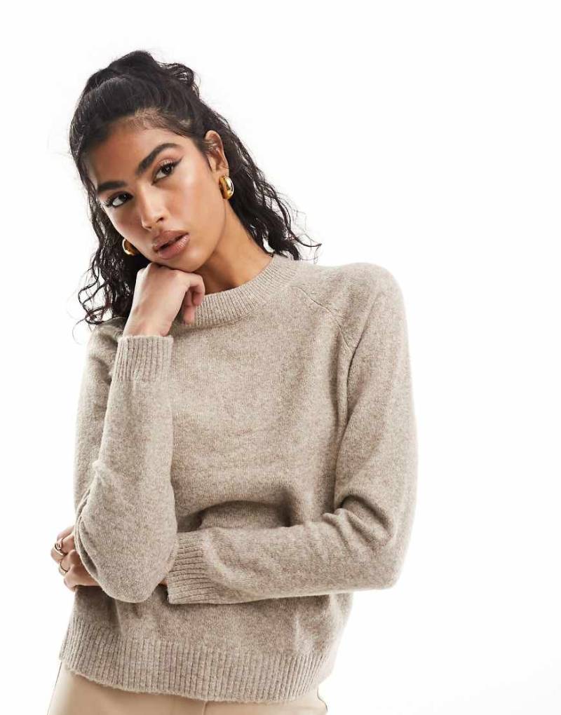 Vero Moda - Strickpullover in meliertem Beige mit Rundhalsausschnitt-Neutral von Vero Moda