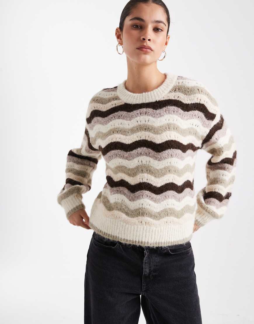 Vero Moda - Strickpullover mit weiten Ärmeln und Streifen in Naturtönen-Neutral Vero Moda - Strickpullover mit weiten Ärmeln und Streifen in Naturtönen-Neutral von Vero Moda