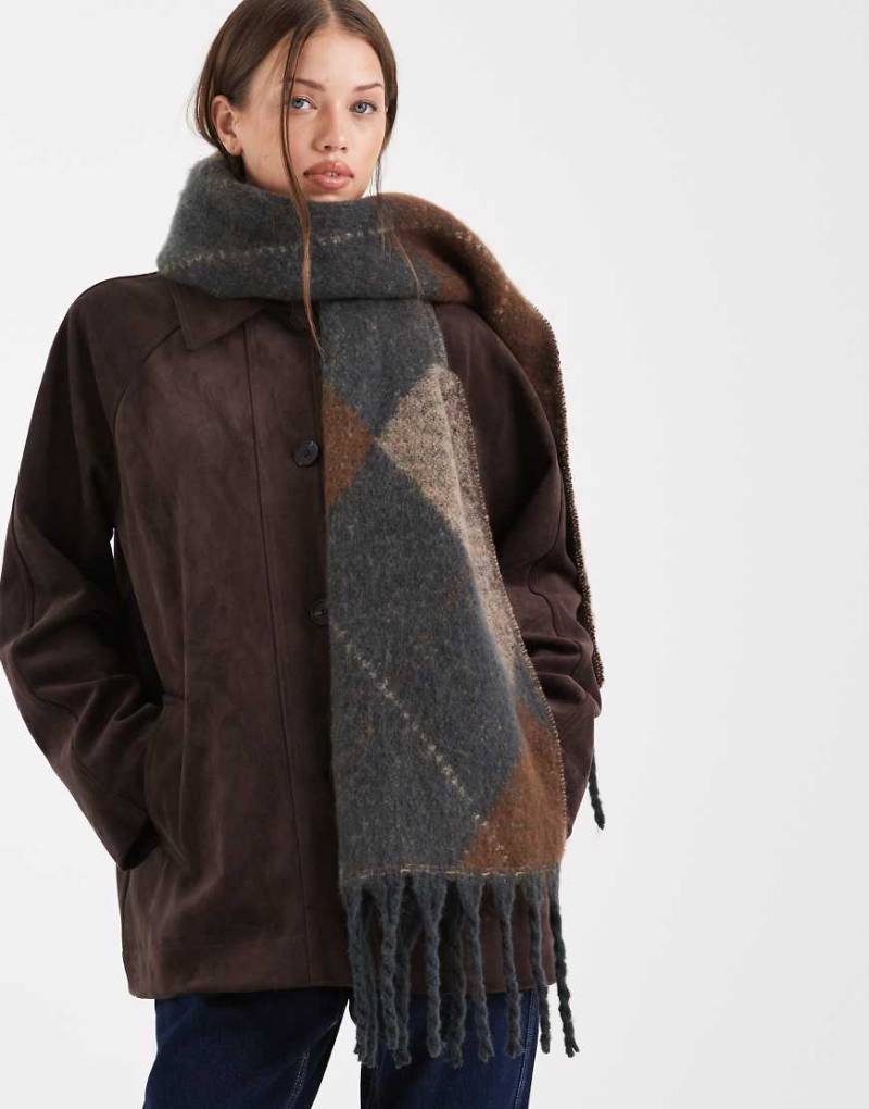 Vero Moda - Strickschal in Dunkelgrau mit Argyle-Muster von Vero Moda