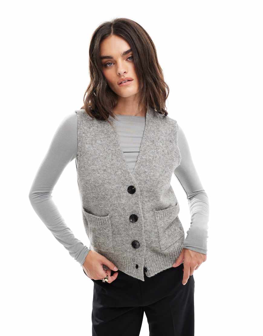 Vero Moda - Strickweste in meliertem Mittelgrau Vero Moda - Strickweste in meliertem Mittelgrau von Vero Moda