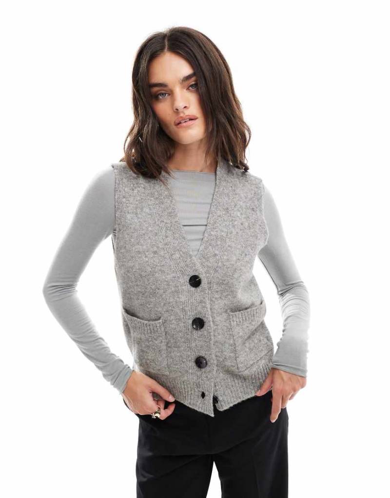 Vero Moda - Strickweste in meliertem Mittelgrau von Vero Moda