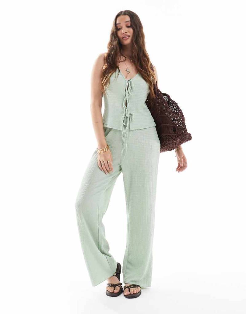 Vero Moda - Strukturierte Jersey-Hose in Silt-Grün, Kombiteil von Vero Moda