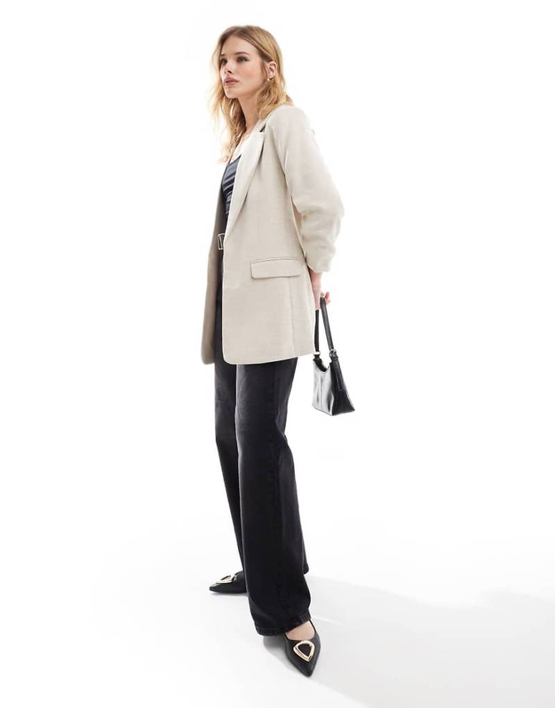 Vero Moda - Strukturierter Blazer in Hellbeige mit gerafften Ärmeln-Neutral von Vero Moda