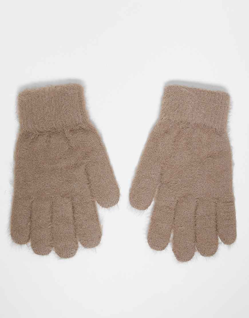 Vero Moda - Superweiche, flauschige Handschuhe in Fossil-Beige-Neutral von Vero Moda