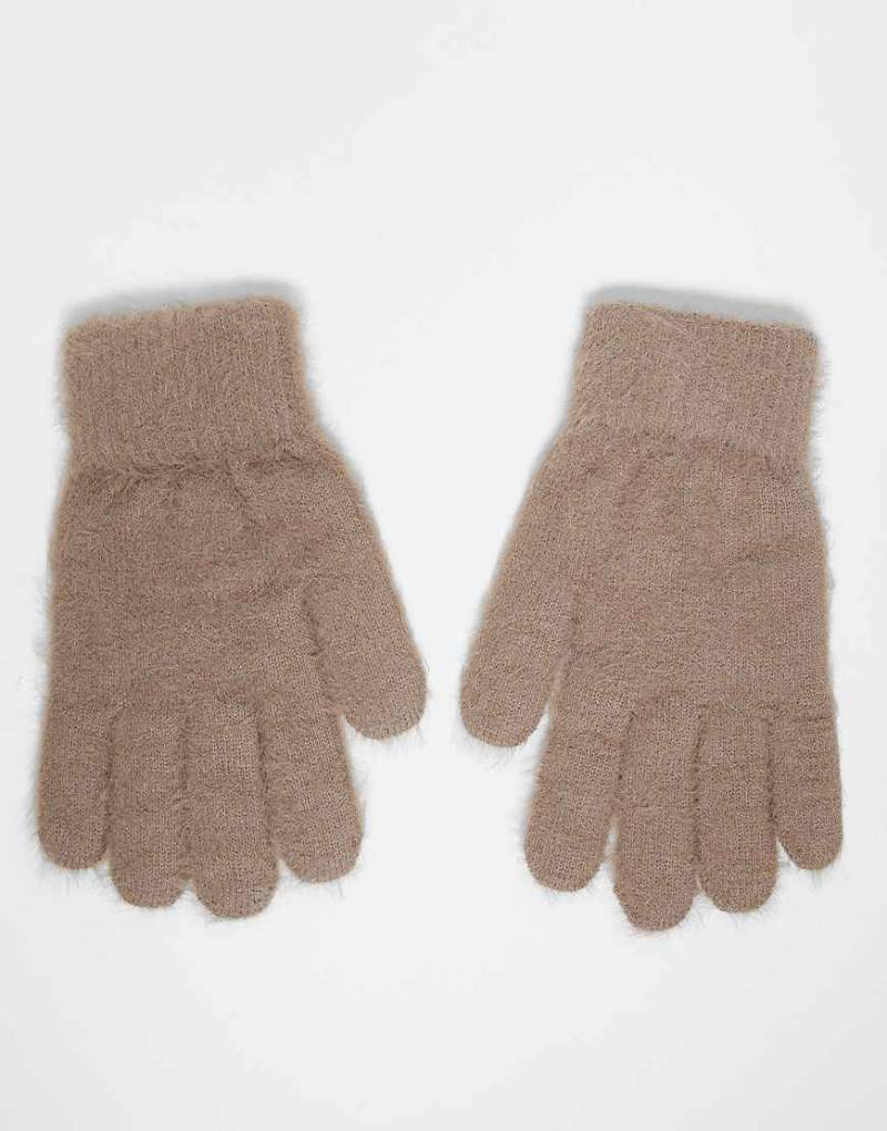Vero Moda - Superweiche, flauschige Handschuhe in Fossil-Beige-Neutral von Vero Moda