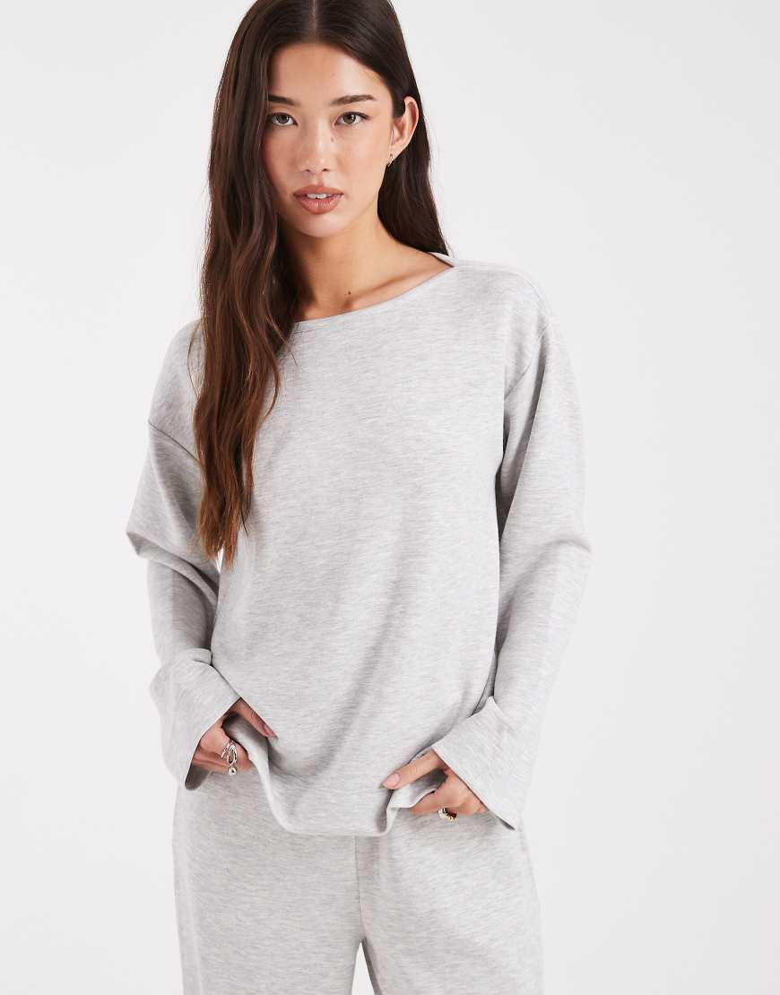 Vero Moda - Sweatshirt aus weichem Jersey in meliertem Grau mit U-Boot-Ausschnitt, Kombiteil von Vero Moda