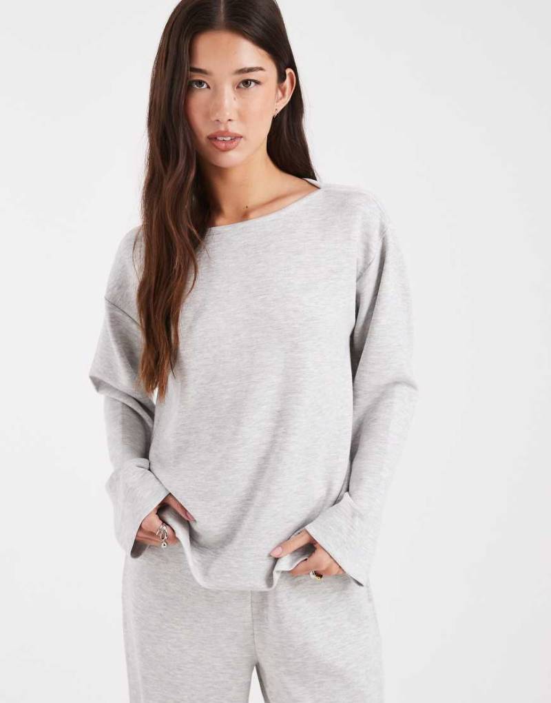 Vero Moda - Sweatshirt aus weichem Jersey in meliertem Grau mit U-Boot-Ausschnitt, Kombiteil von Vero Moda