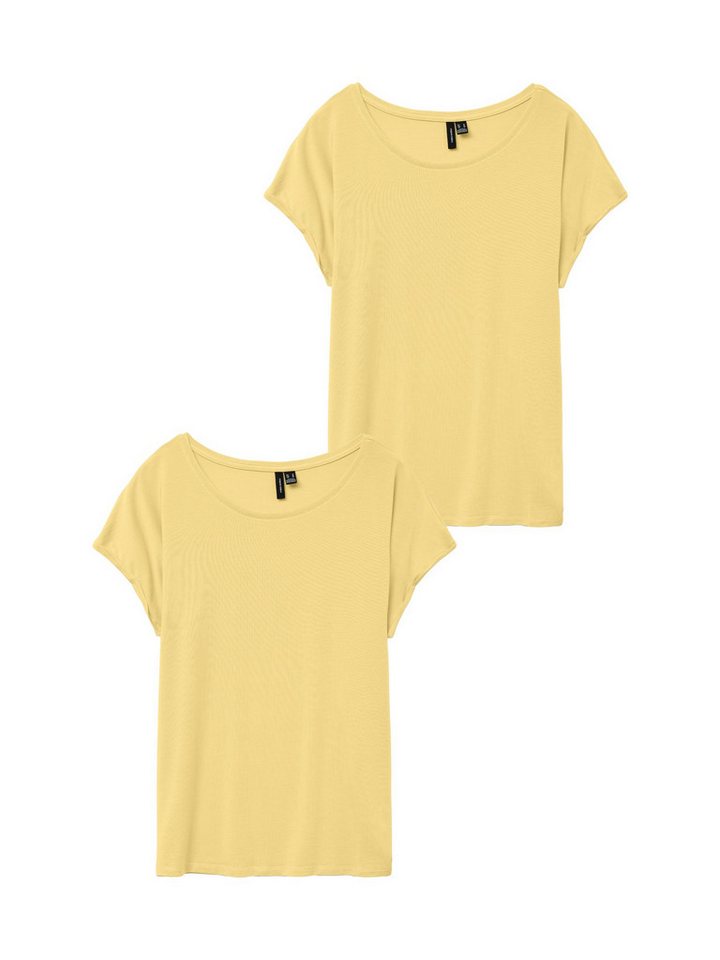 Vero Moda T-Shirt 2er-Pack Einfarbiges Stretch Oberteil (2-tlg) VMAVA PLAIN SS TOP GAJRS NOOS von Vero Moda