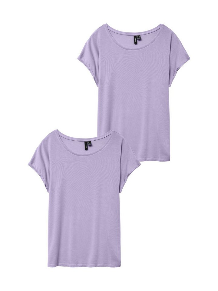 Vero Moda T-Shirt 2er-Pack Einfarbiges Stretch Oberteil (2-tlg) VMAVA PLAIN SS TOP GAJRS NOOS von Vero Moda
