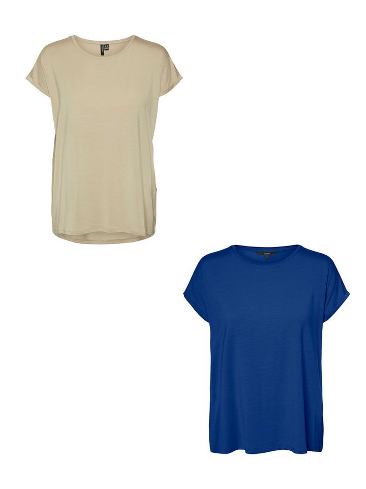 Vero Moda T-Shirt 2er-Pack Einfarbiges Stretch Oberteil (2-tlg) VMAVA PLAIN SS TOP GAJRS NOOS von Vero Moda
