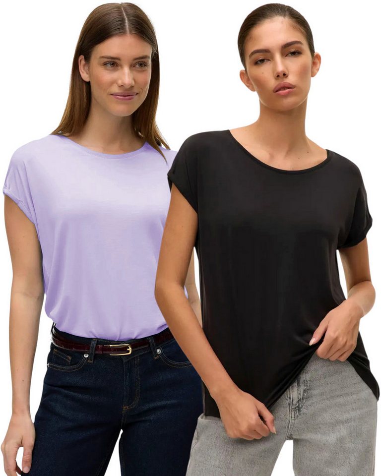 Vero Moda T-Shirt Stilvolles Basic Shirt mit Rundhalsausschnitt (2er-Pack) in Unifarbe von Vero Moda