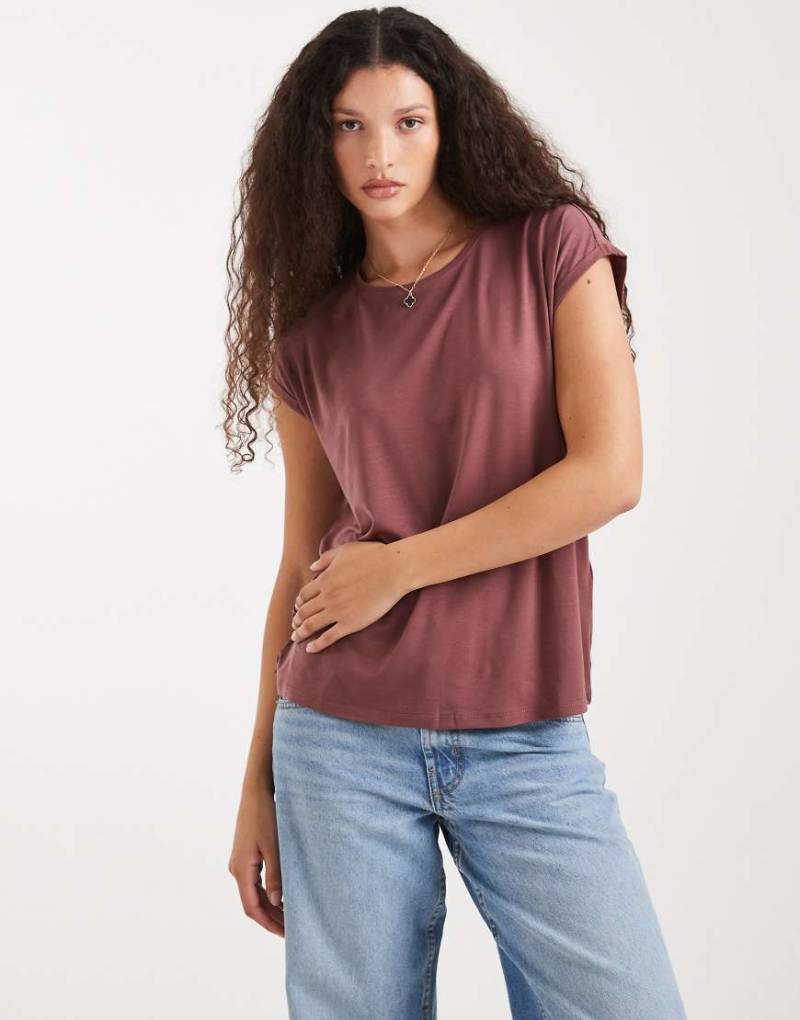 Vero Moda - T-Shirt in Rosébraun mit Rundhalsausschnitt-Rosa von Vero Moda