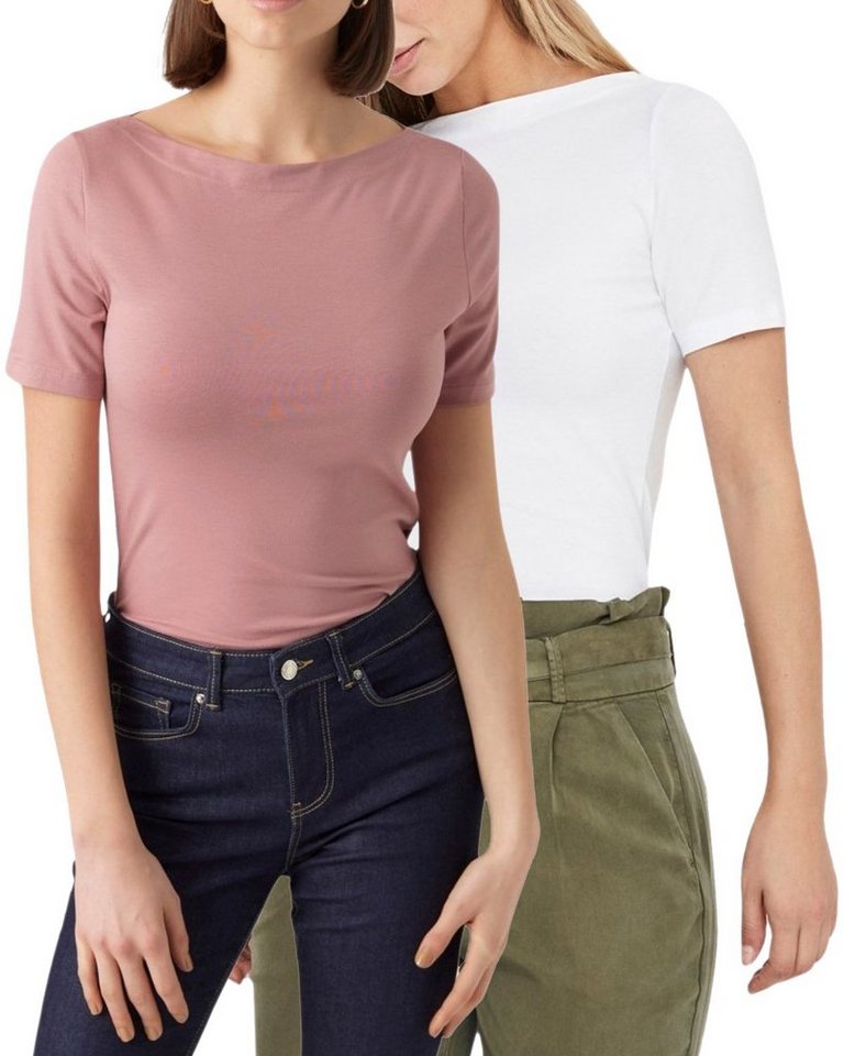 Vero Moda T-Shirt Stilvolles Damen-Shirt mit U-Boot Ausschnitt (2er-Pack) in Unifarbe von Vero Moda