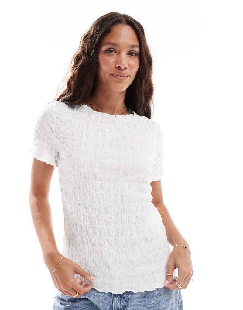 Vero Moda - T-Shirt in Weiß mit Struktur von Vero Moda