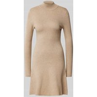 Vero Moda Tailliertes Strickkleid mit geripptem Mock-Neck Modell 'GOLD' in Taupe, Größe M von Vero Moda