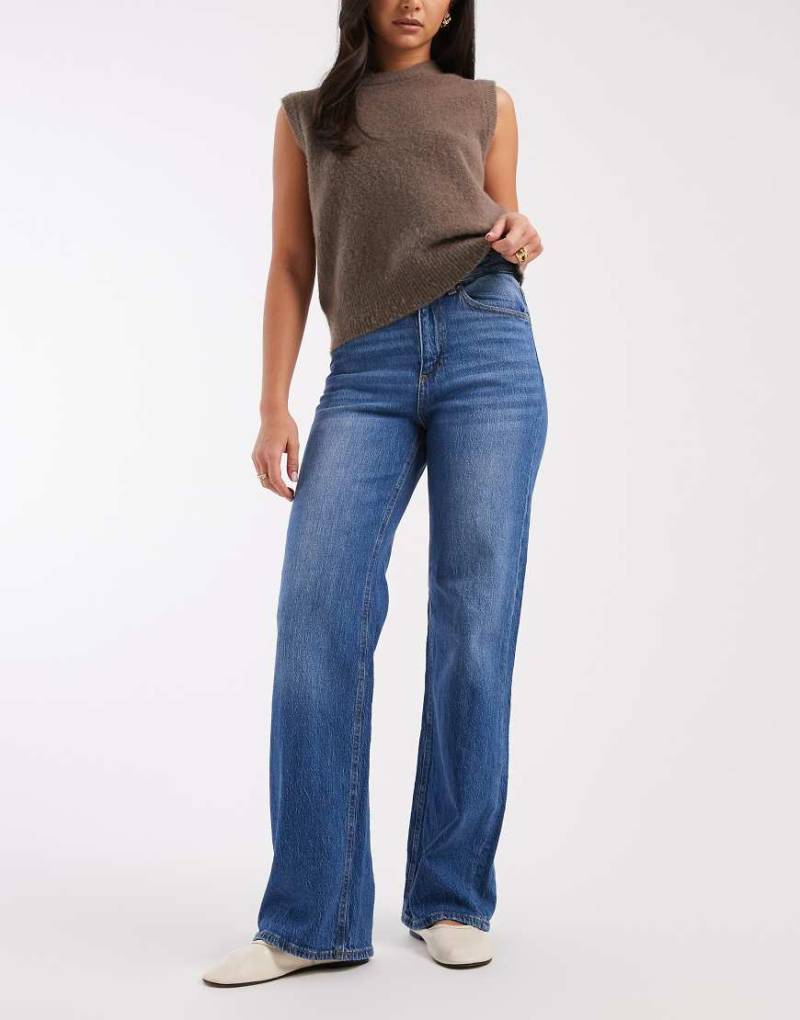 Vero Moda - Tessa - Jeans in Mittelblau mit weitem Bein von Vero Moda