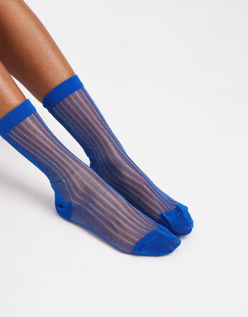 Vero Moda - Transparente Socken in dunklem Marineblau mit Streifen von Vero Moda