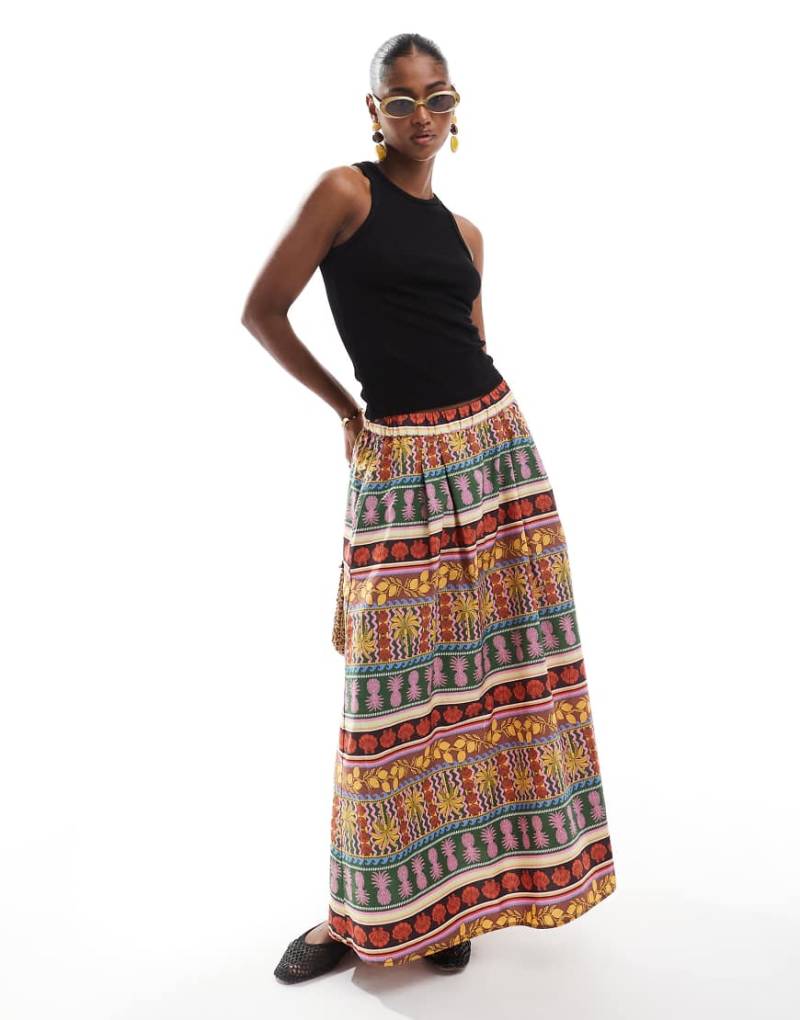 Vero Moda - Tropischer Sommer-Midirock mit buntem Print von Vero Moda