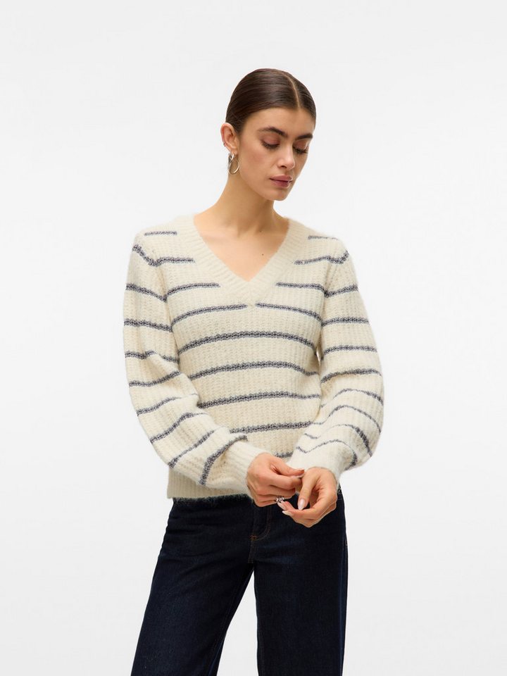 Vero Moda V-Ausschnitt-Pullover VMAWESOME SHINE LS V-NCK STRIPE PULL BOO mit Glitzer-Effekt von Vero Moda
