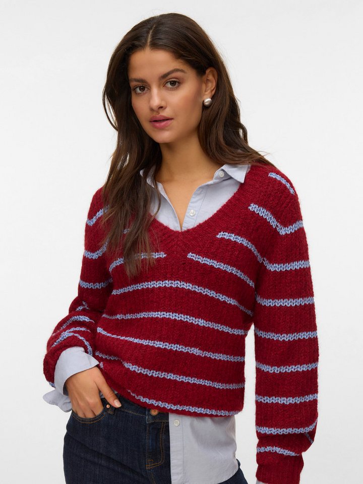 Vero Moda V-Ausschnitt-Pullover VMAWESOME SHINE LS V-NCK STRIPE PULL BOO mit Glitzer-Effekt von Vero Moda