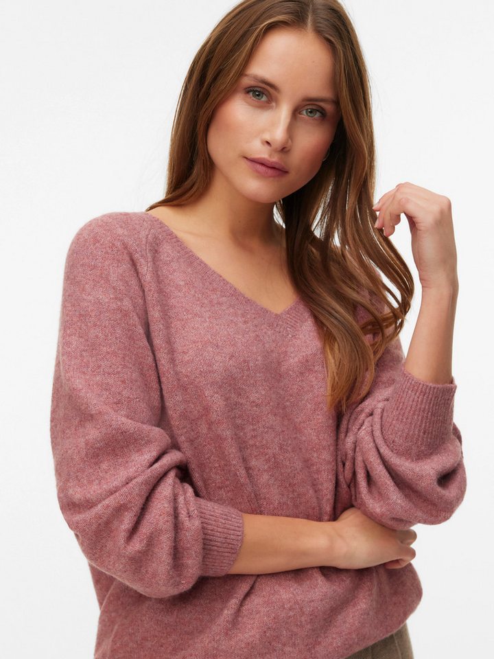Vero Moda V-Ausschnitt-Pullover VMLEAF LS LONG V-NECK PULLOVER von Vero Moda
