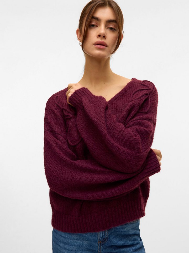 Vero Moda V-Ausschnitt-Pullover VMLOLLIPOP LS V-NECK PULLOVER BOO von Vero Moda