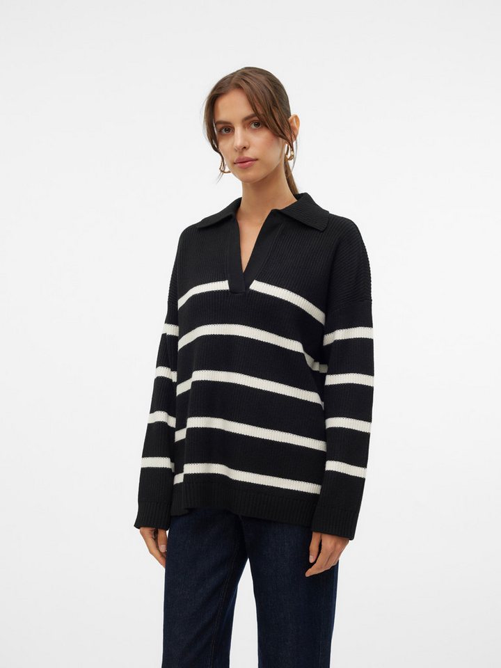 Vero Moda V-Ausschnitt-Pullover VMLUNA LS V-NECK LONG PULLOVER GA BOO von Vero Moda