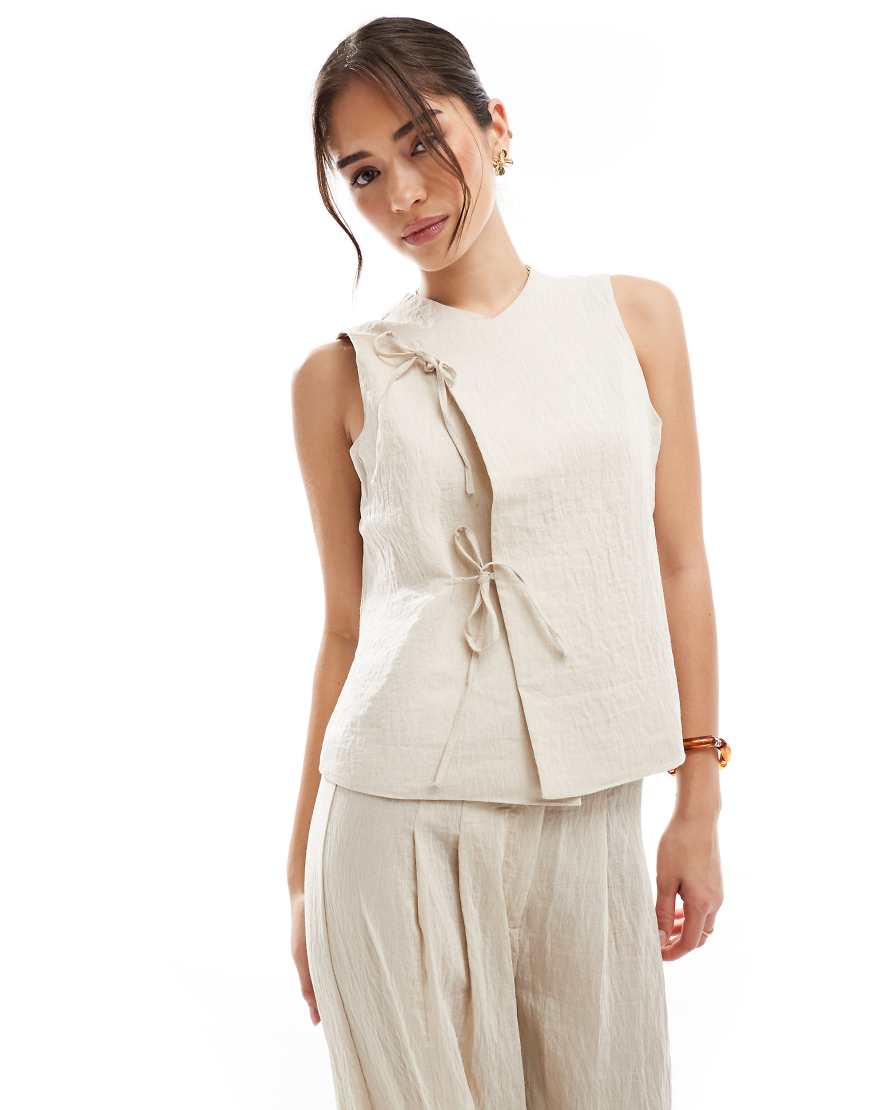 Vero Moda - Vorne gebundene Weste in Creme, Kombiteil-Neutral von Vero Moda