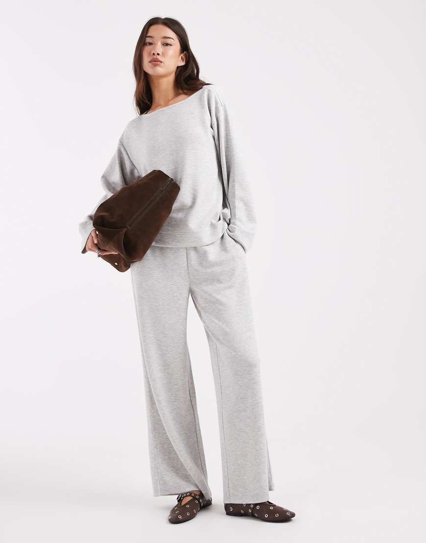 Vero Moda - Weiche, weit geschnittene Jogginghose in meliertem Grau, Kombiteil von Vero Moda