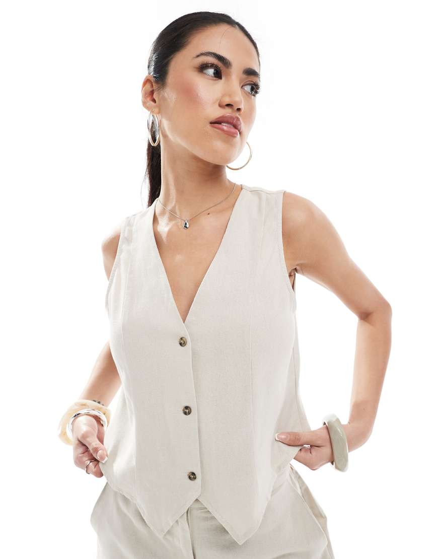 Vero Moda - Weste in Steinbeige mit Leinenanteil, Kombiteil-Neutral Vero Moda - Weste in Steinbeige mit Leinenanteil, Kombiteil-Neutral von Vero Moda