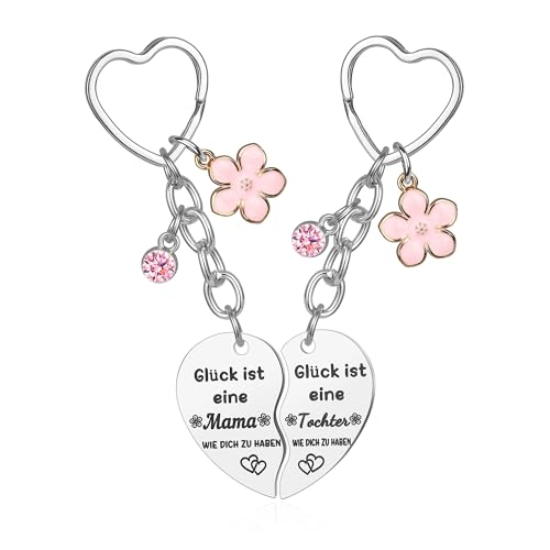 Veroola 2 Stück Mutter Tochter Schlüsselanhänger Geschenke für Mutter von Tochter Geburtstag Weihnachtsgeschenke Mutter Schlüsselanhänger Mutter Schlüsselanhänger.Edelstahl Silber von Veroola