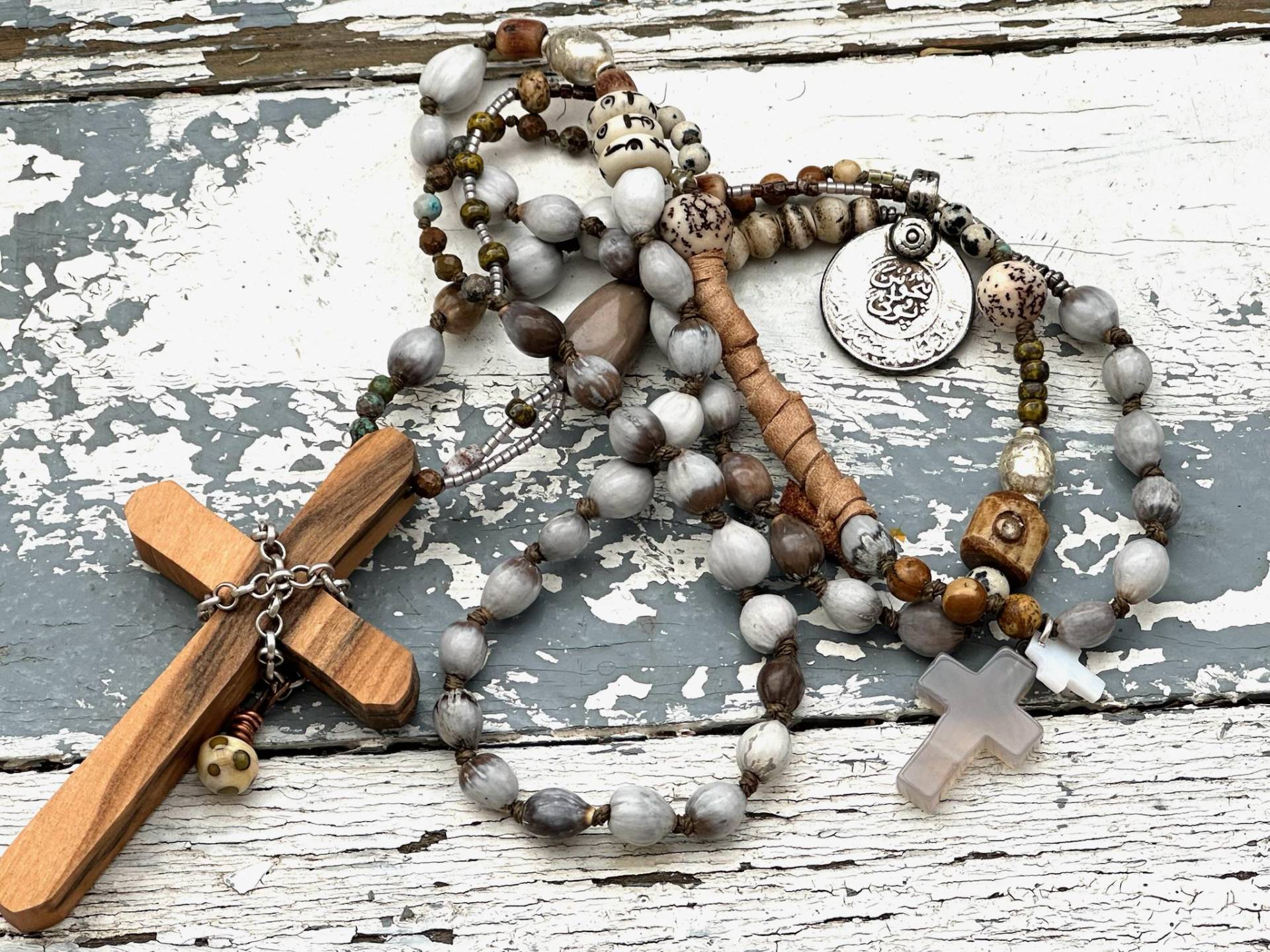 Kreuzkette - Lange Kette Boho Style 92cm Samenperlen Kreuzkette - Lange Kette Boho Style 92cm Samenperlen von Verperlthoch2