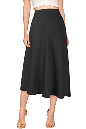 Verreisen Damen Elegant Midi Satin Rock für Frauen Arbeit Causal Elastic Hohe Taille, Schwarz , XXL von Verreisen