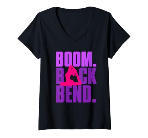 Damen Kontorsionist Kontorsion Boom Back Bend T-Shirt mit V-Ausschnitt Damen Kontorsionist Kontorsion Boom Back Bend T-Shirt mit V-Ausschnitt von Verrenkungskünstler