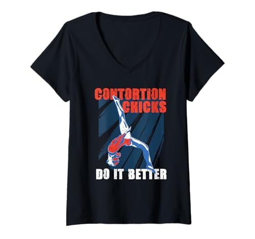 Damen Kontorsionist Kontorsion Contortion Chicks T-Shirt mit V-Ausschnitt Damen Kontorsionist Kontorsion Contortion Chicks T-Shirt mit V-Ausschnitt von Verrenkungskünstler