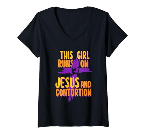 Damen Kontorsionist Kontorsion Jesus and Contortion T-Shirt mit V-Ausschnitt Damen Kontorsionist Kontorsion Jesus and Contortion T-Shirt mit V-Ausschnitt von Verrenkungskünstler