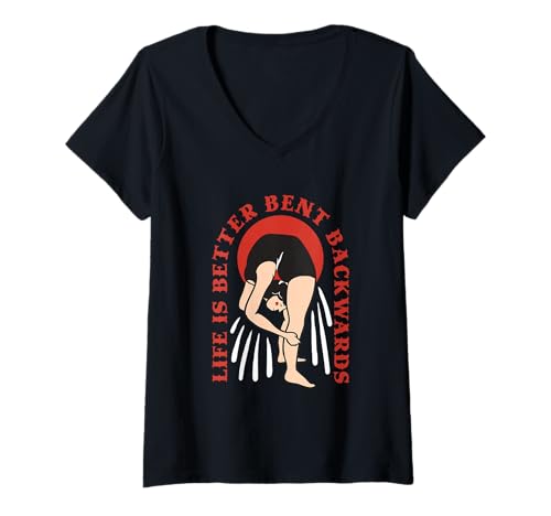 Damen Kontorsionist Kontorsion T-Shirt mit V-Ausschnitt Damen Kontorsionist Kontorsion T-Shirt mit V-Ausschnitt von Verrenkungskünstler
