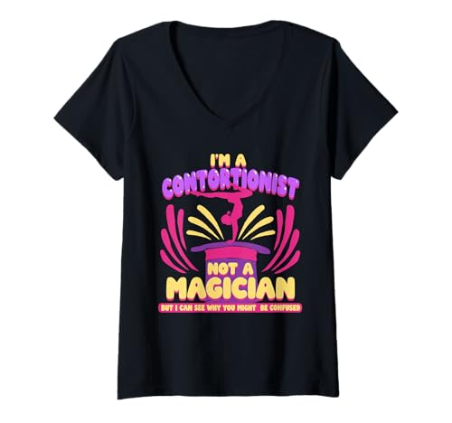 Damen Kontorsionist Kontorsion T-Shirt mit V-Ausschnitt Damen Kontorsionist Kontorsion T-Shirt mit V-Ausschnitt von Verrenkungskünstler