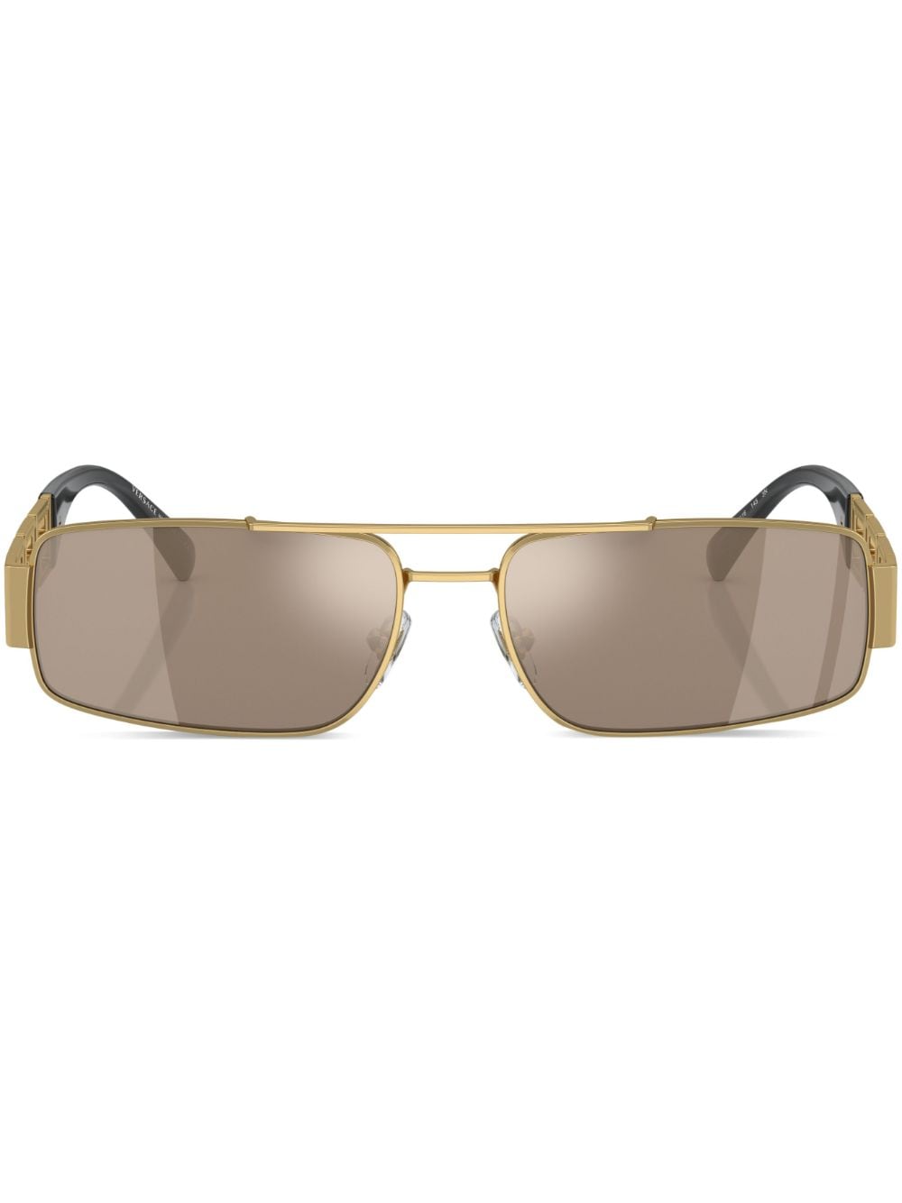 Versace Eyewear Eckige Sonnenbrille mit Logo-Schild - Gold von Versace Eyewear