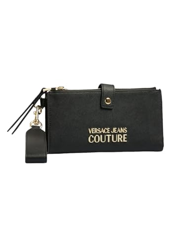 VERSACE JEANS COUTURE Clutche/Brieftasche mit Halstuch Kette Print 75VA5PA5 899 Saffiano-Schwarz 19 x 10 x 3 cm, Schwarz von VERSACE JEANS COUTURE