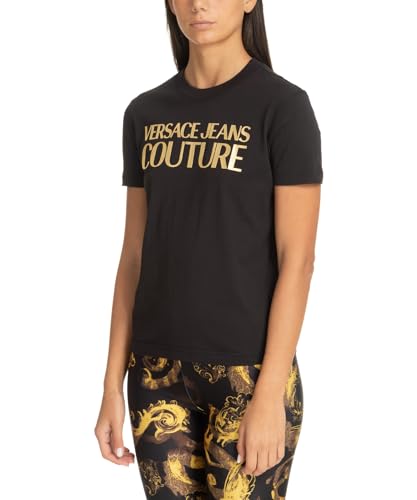 VERSACE JEANS COUTURE Damen T-Shirt Black - Gold S von VERSACE JEANS COUTURE