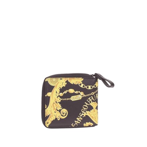 Versace Jeans Couture Geldbörse mit Reißverschluss für Herren 75YA5PB4 G89 aus Saffiano-Leder Schwarz/Gold Barock - 11,5 x 10,5 x 2 cm, Schwarz/Gold von VERSACE JEANS COUTURE