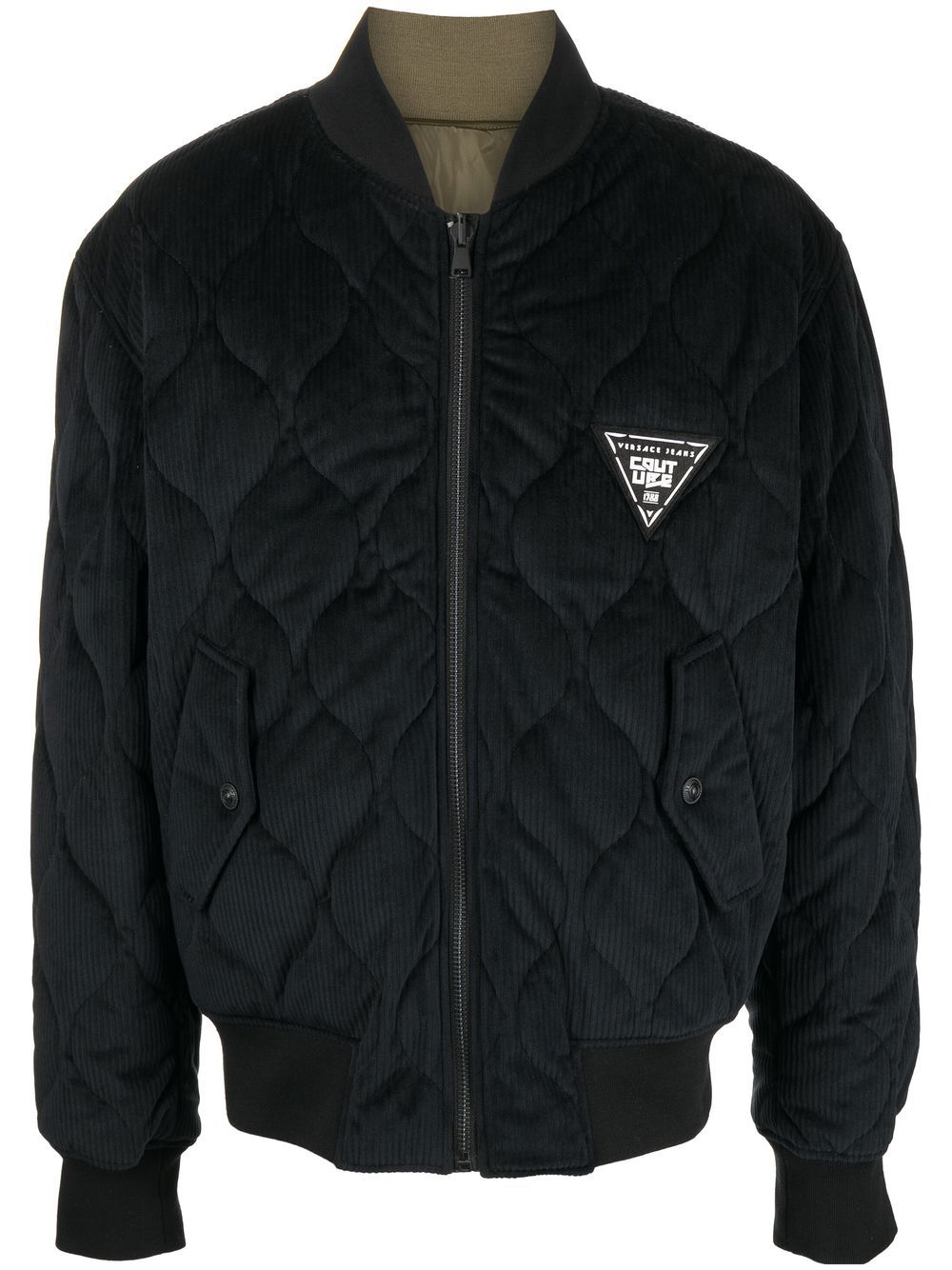 Versace Jeans Couture Gesteppte Bomberjacke mit Logo-Patch - Schwarz von Versace Jeans Couture