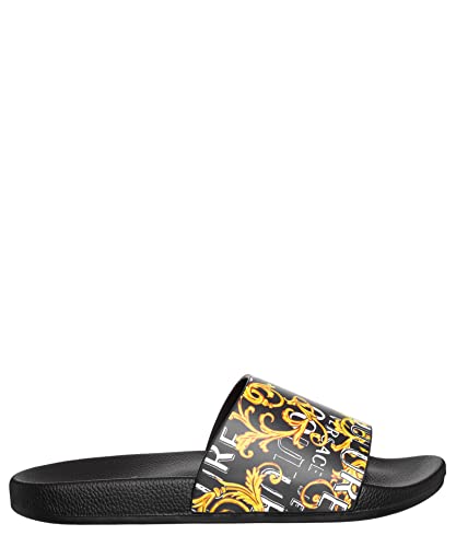 VERSACE JEANS COUTURE Herren Logo Couture Pantoletten Black - Multicolor 41 EU von VERSACE JEANS COUTURE