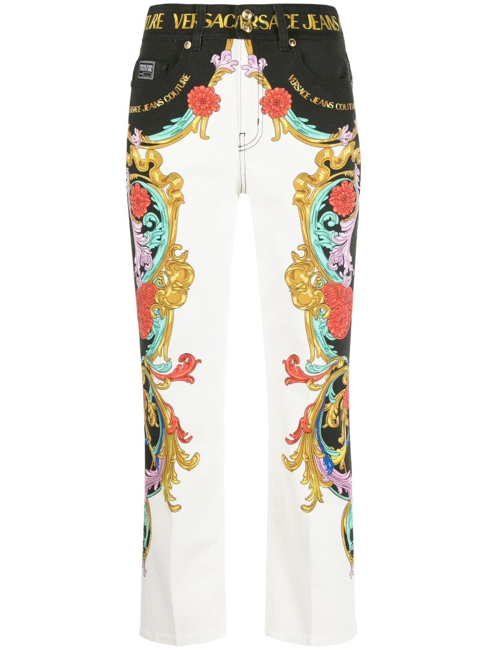 Versace Jeans Couture Hose mit Logo-Bund - Weiß von Versace Jeans Couture